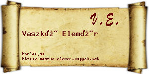 Vaszkó Elemér névjegykártya