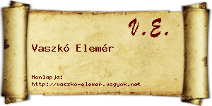 Vaszkó Elemér névjegykártya